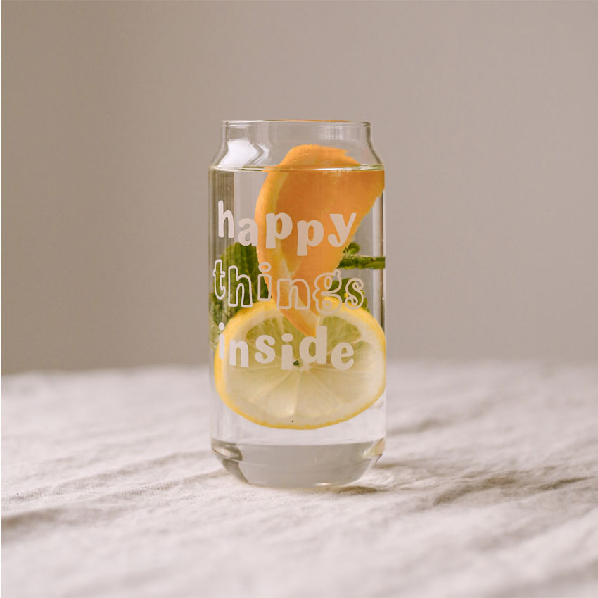 Eulenschnitt Trinkglas hoch "Happy Things" 500ml