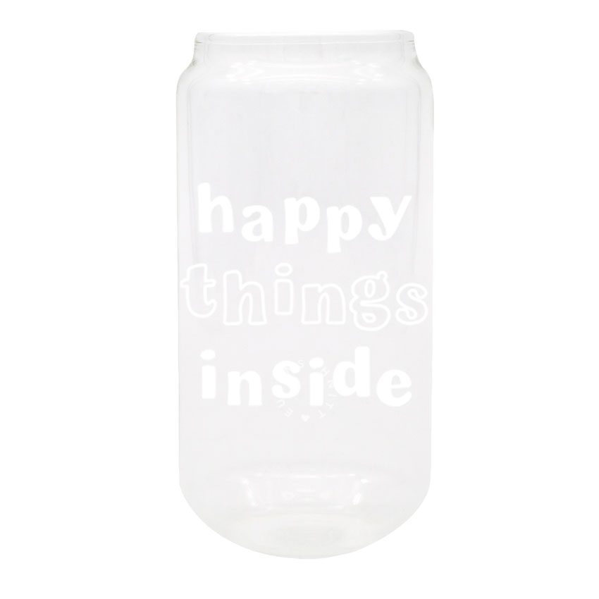 Eulenschnitt Trinkglas hoch "Happy Things" 500ml