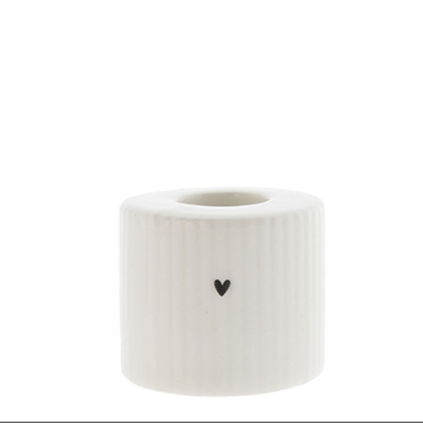 Candleholder "White with Relief" Kerzenhalter 5 cm